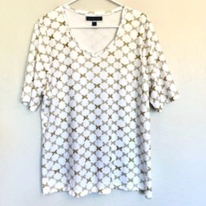 NEW Karen Scott White & Gold Butterfly Tee-OX